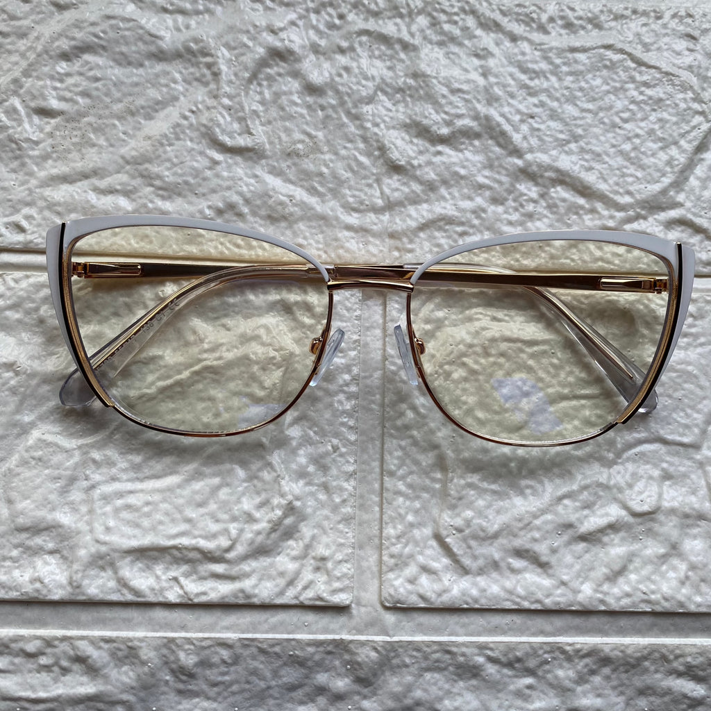Lentes Cat Eye Chic Gold/Blanco