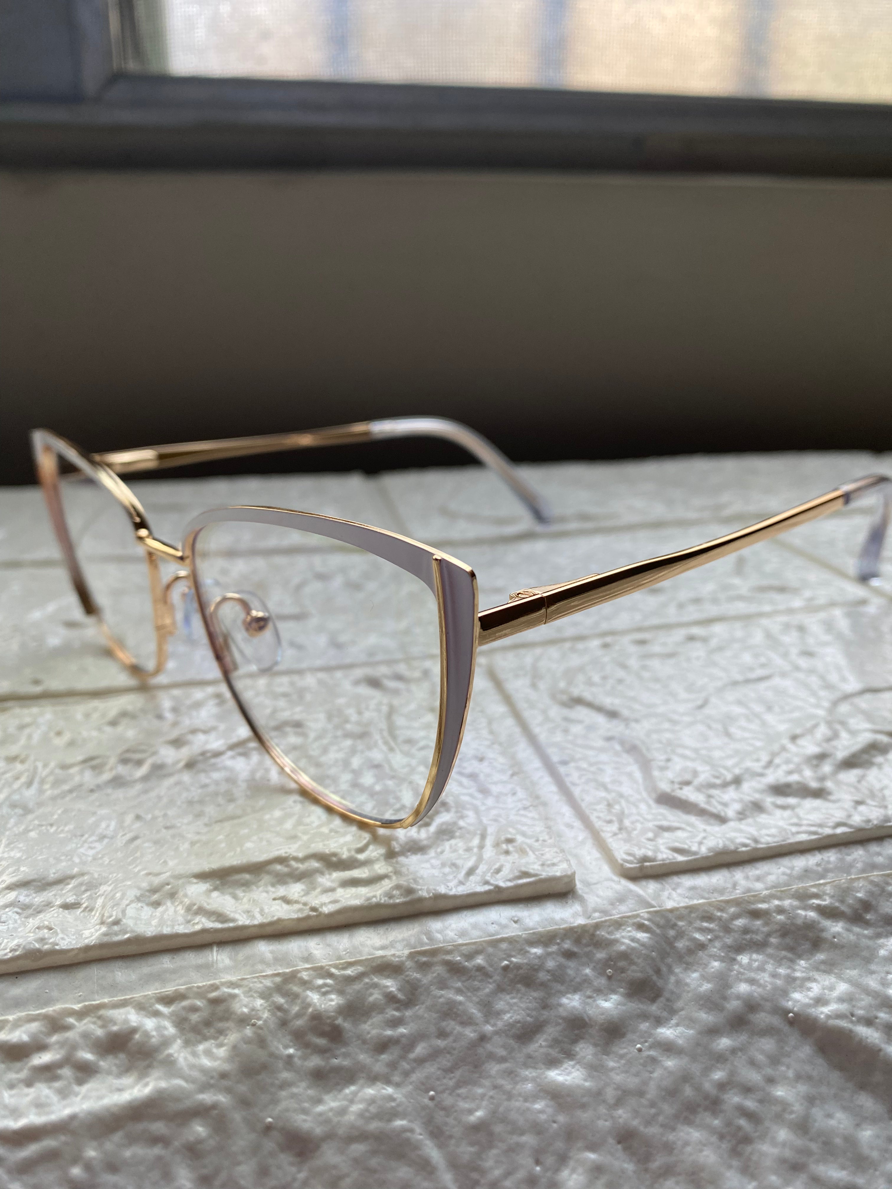 Lentes Cat Eye Chic Gold/Blanco