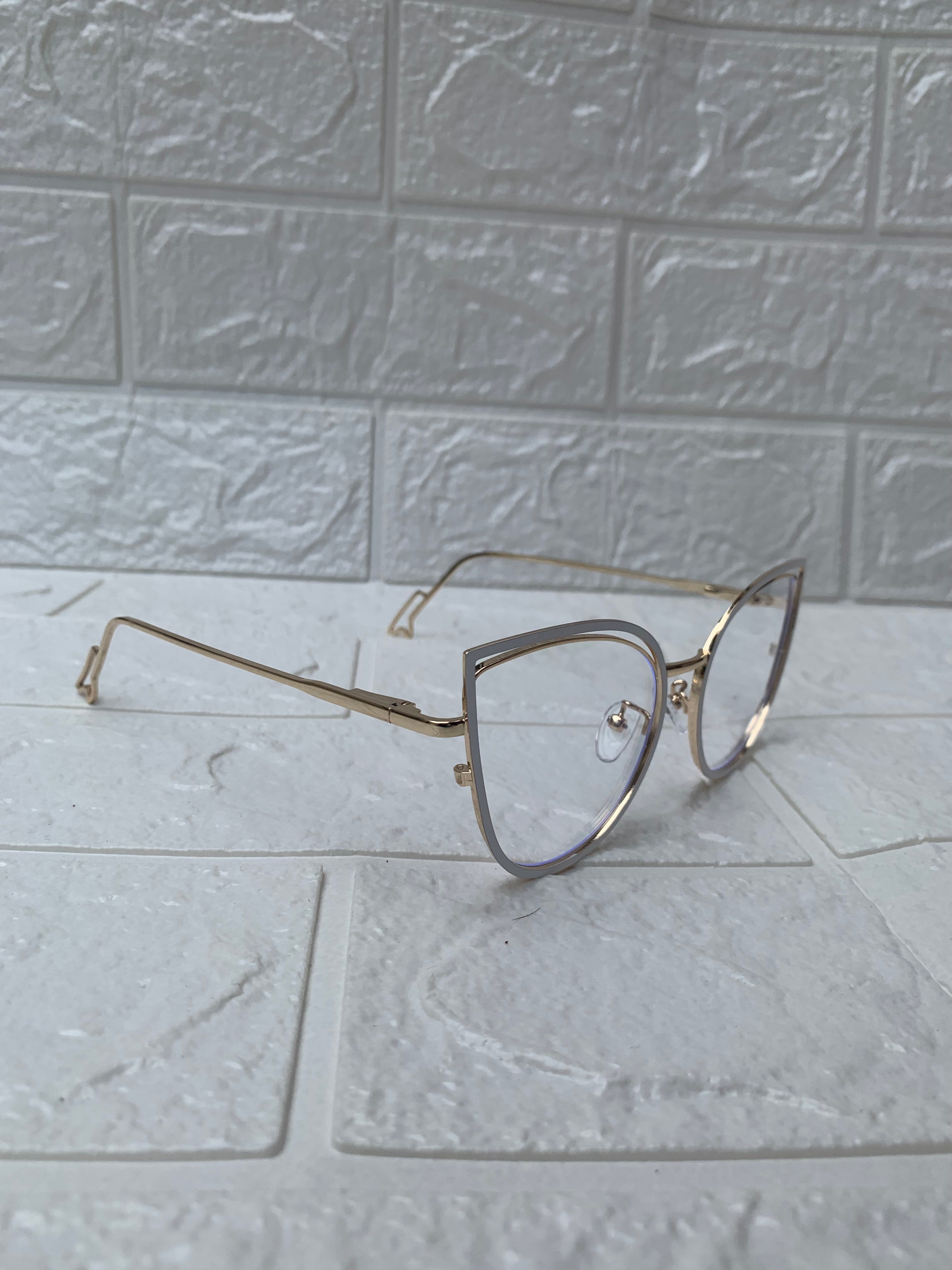 Lentes Cat Eye Doble Marco Gold y Blanco