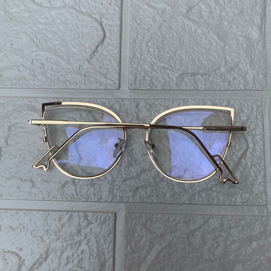Lentes Cat Eye Doble Marco Gold y Blanco