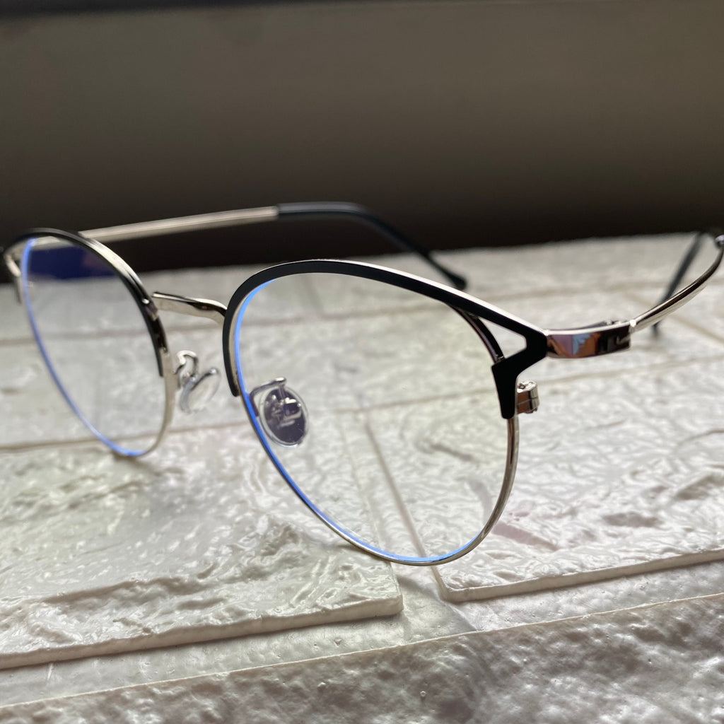 Lentes Cat Eye Silver y Negro de Metal