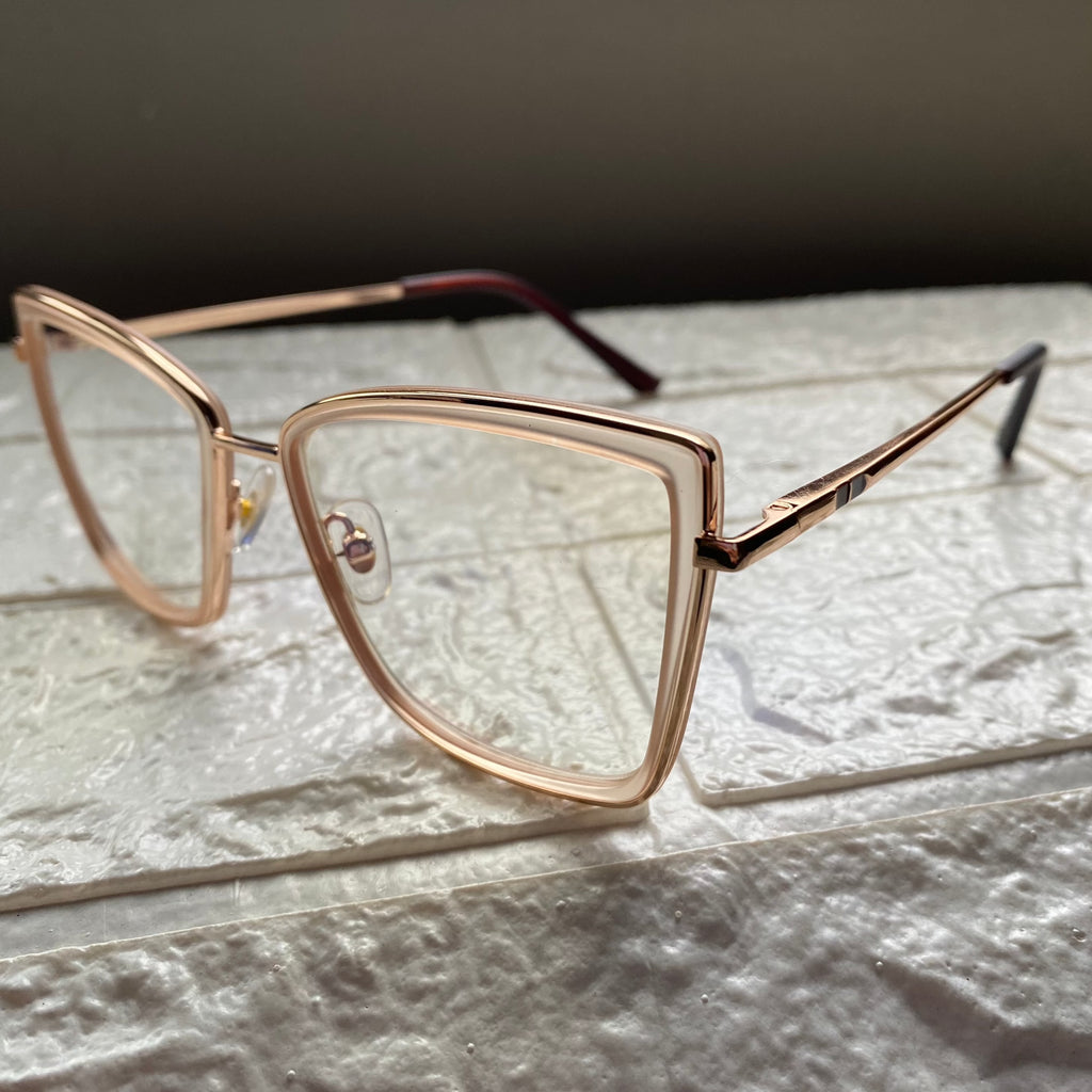 Lentes Cat Eye Vintage Gold y Clear