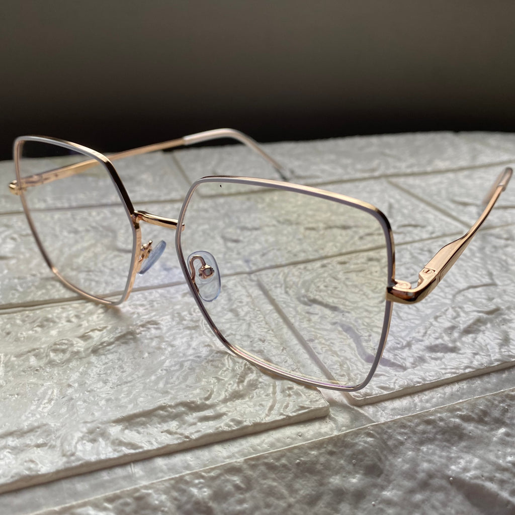Lentes Cuadrados Gold y Blanco