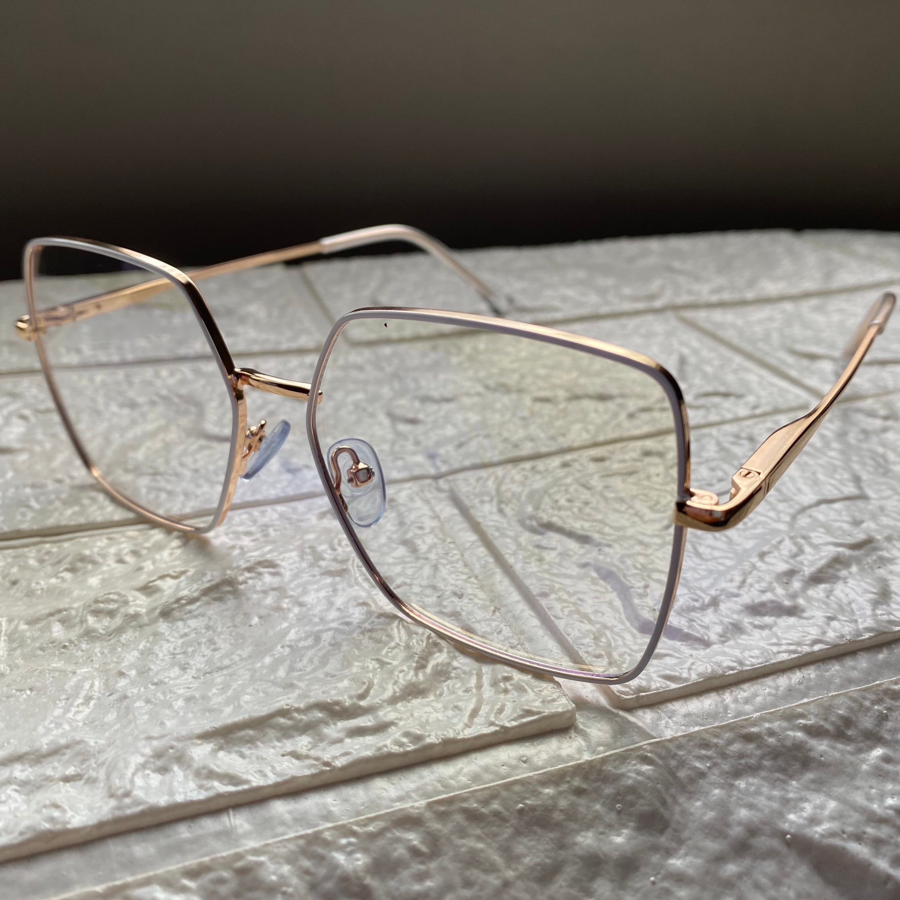 Lentes Cuadrados Gold y Blanco