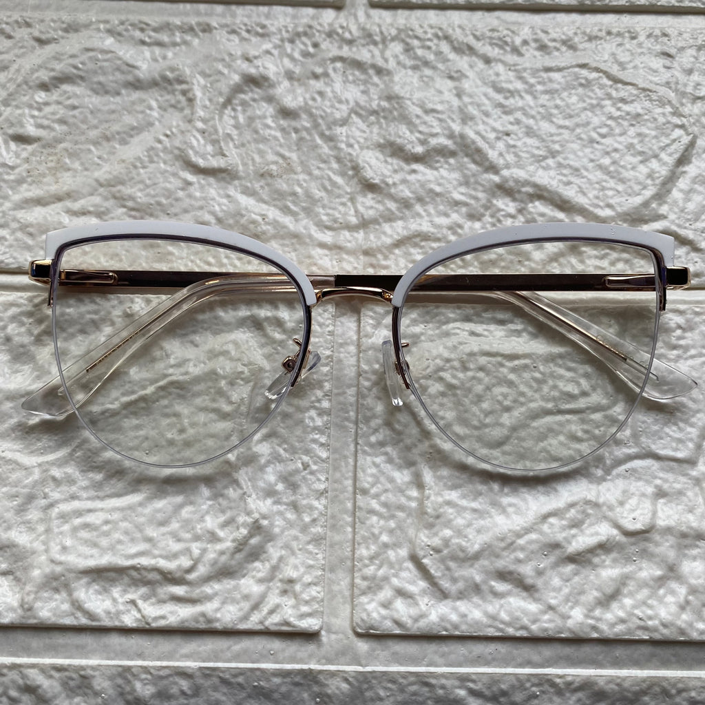 Lentes Cat Eye Mitad Vidrio Blanco