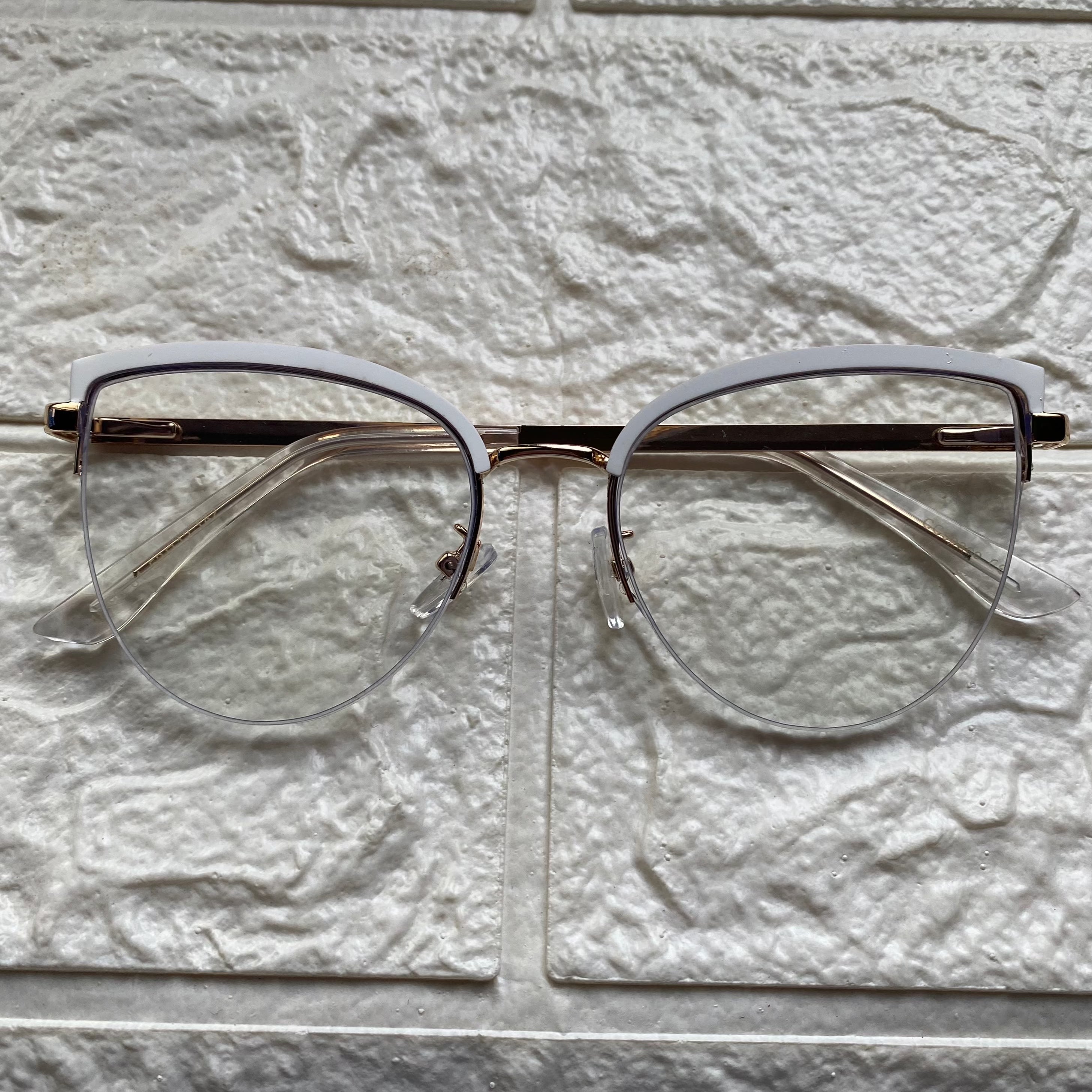 Lentes Cat Eye Mitad Vidrio Blanco