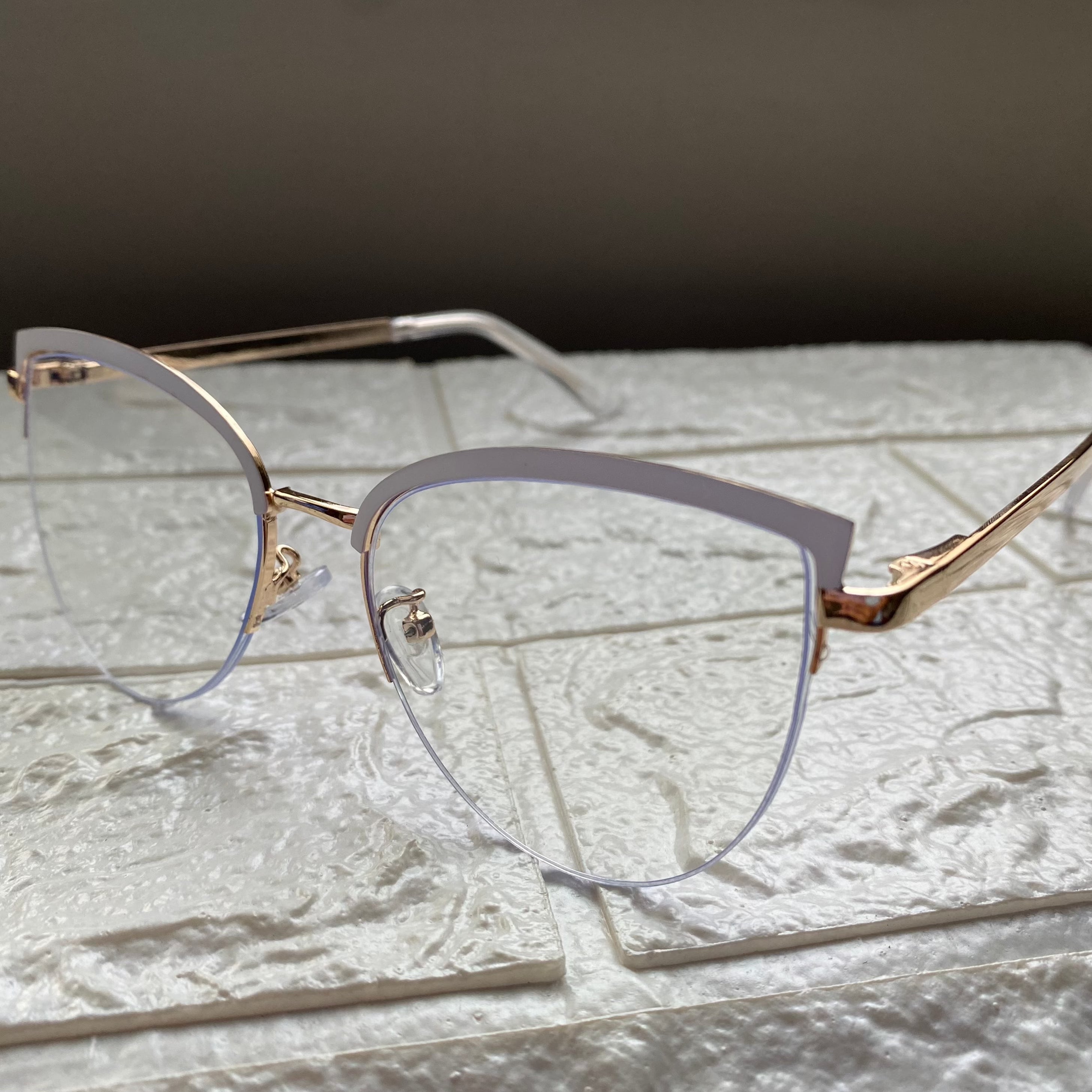 Lentes Cat Eye Mitad Vidrio Blanco