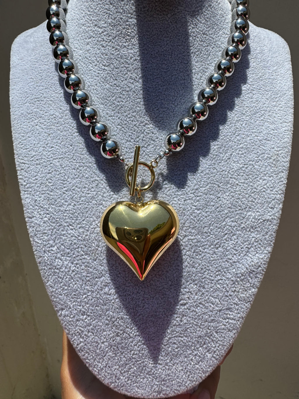 Chocker Bobas Silver y Heart Gold
