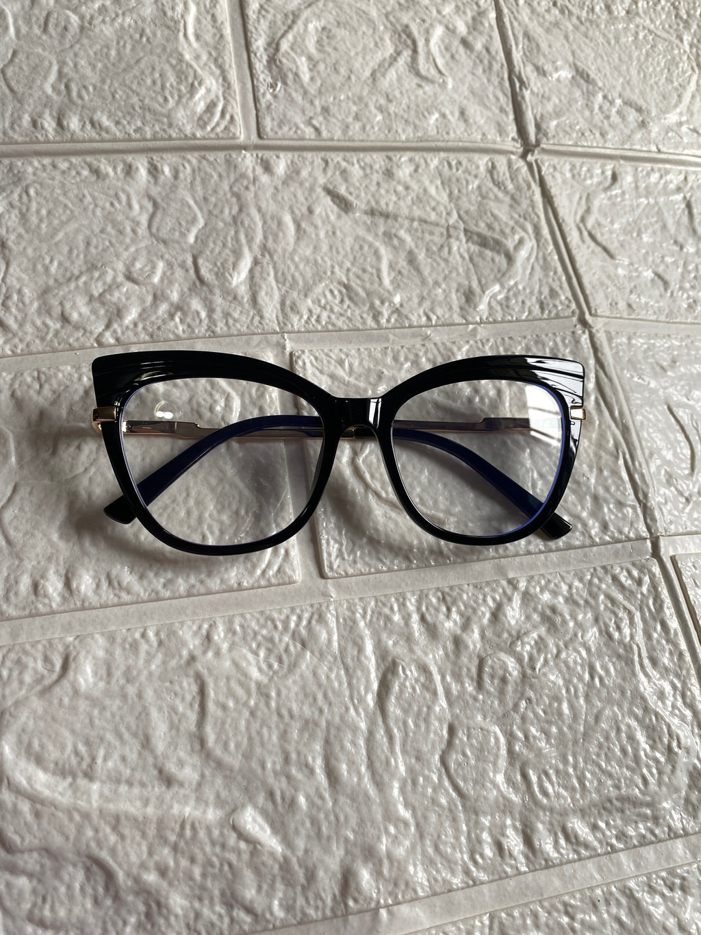 Lentes Cat Eye Negros Marco Relieve