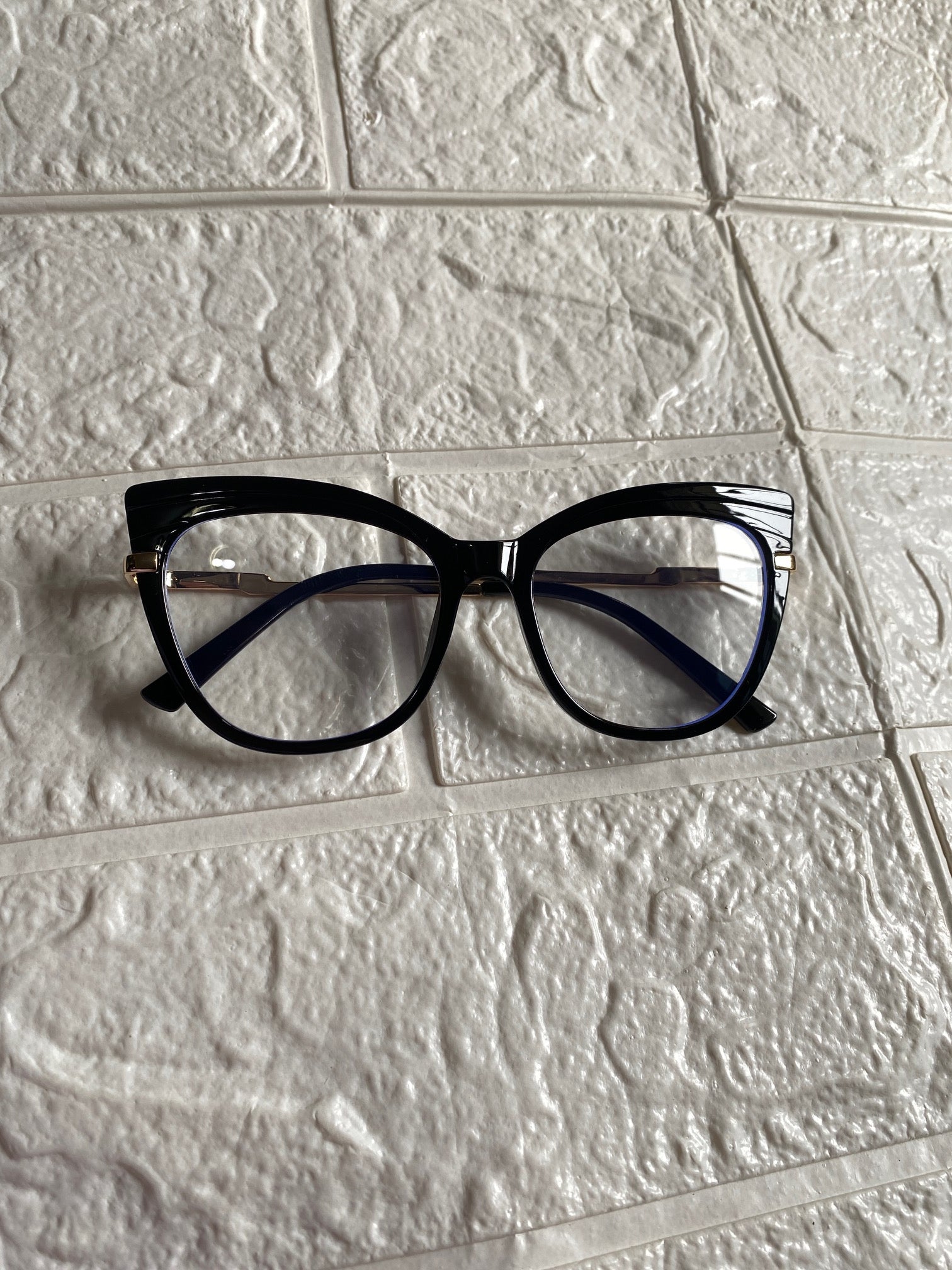 Lentes Cat Eye Negros Marco Relieve