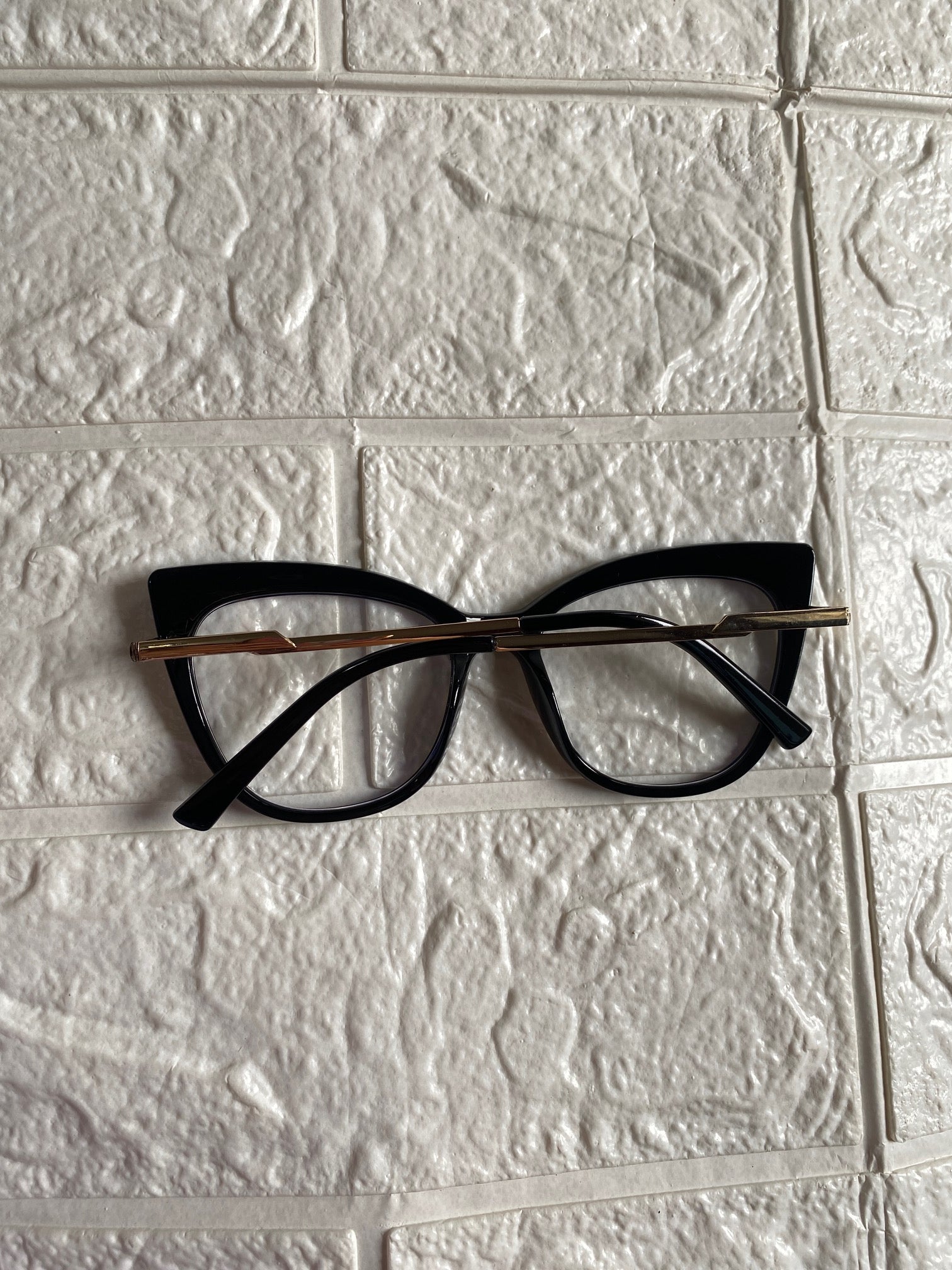 Lentes Cat Eye Negros Marco Relieve