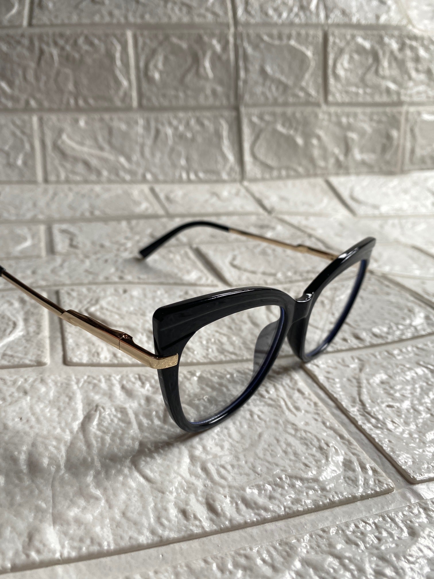 Lentes Cat Eye Negros Marco Relieve