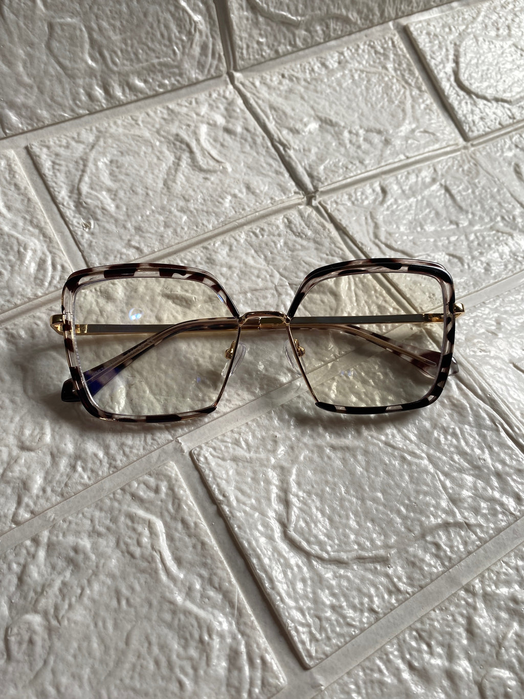 Lentes Cuadrados Leopardo Doble Marco Clear