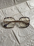 Lentes Cuadrados Leopardo Doble Marco Clear