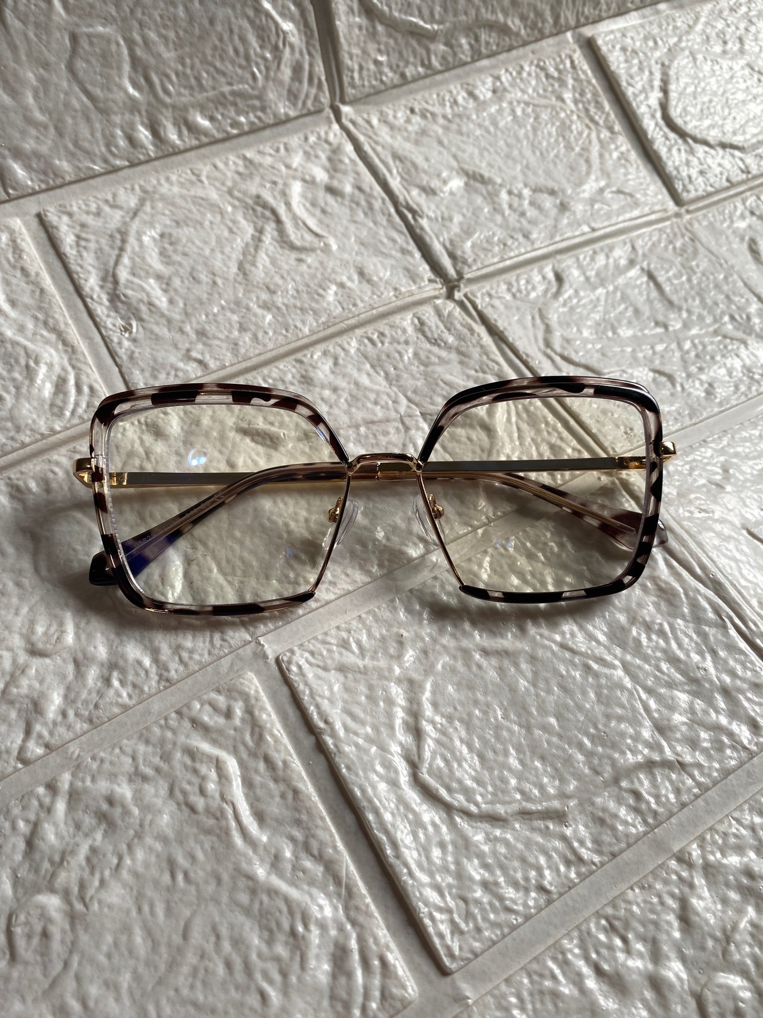 Lentes Cuadrados Leopardo Doble Marco Clear