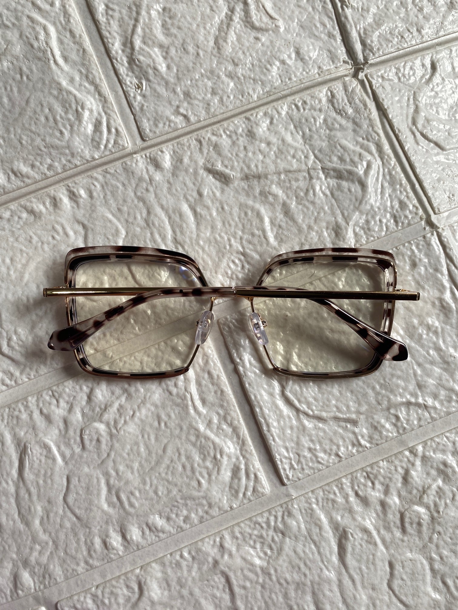 Lentes Cuadrados Leopardo Doble Marco Clear