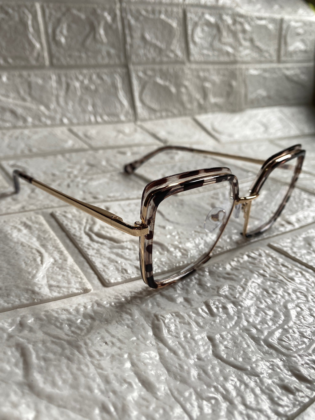 Lentes Cuadrados Leopardo Doble Marco Clear