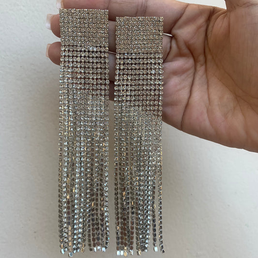 Aretes Largos Disco Silver