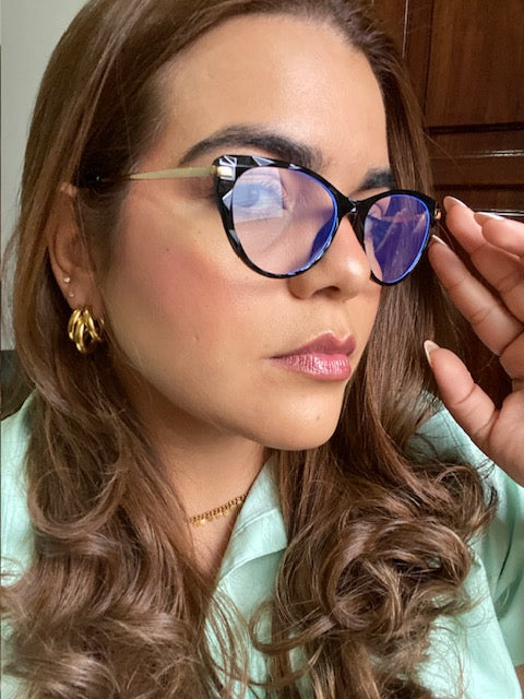 Lentes Cat Eye Negro Corte Diamante