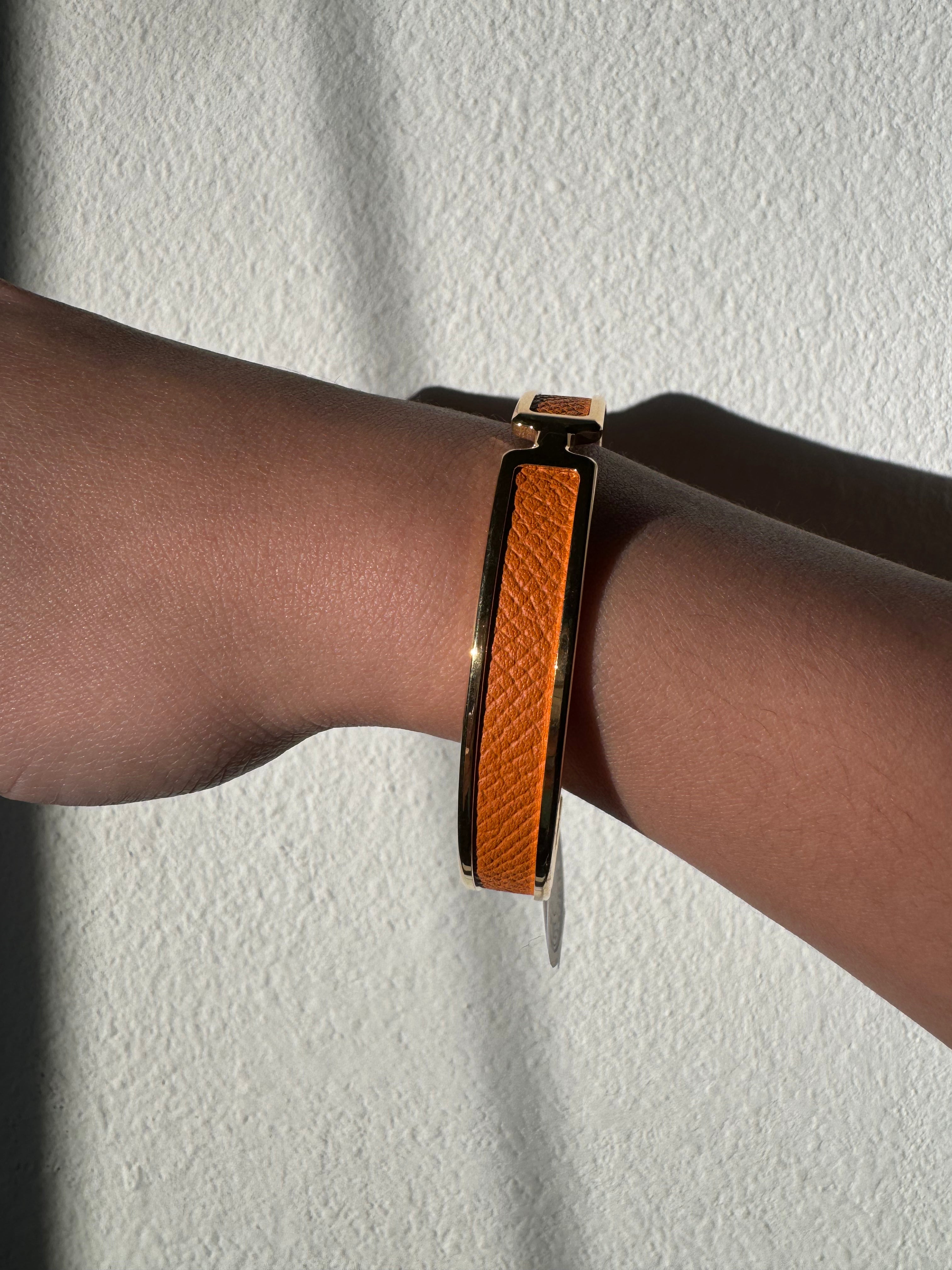 Bangle Hermes Naranja tipo Cuero