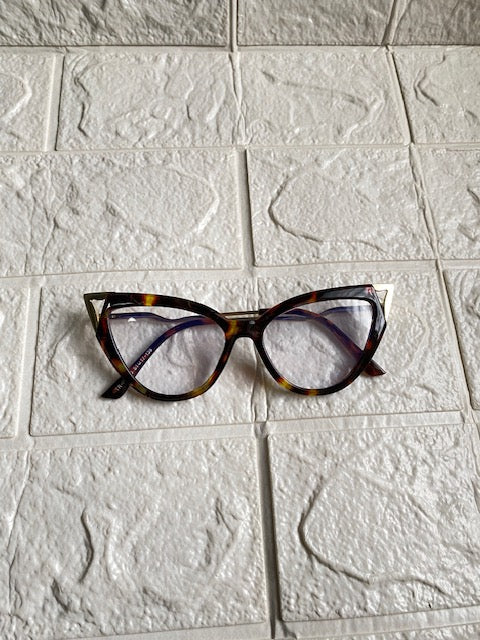 Lentes Cat Eye Leopardo Esquinas de Metal Gold