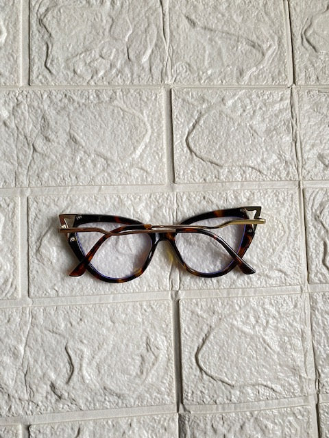 Lentes Cat Eye Leopardo Esquinas de Metal Gold
