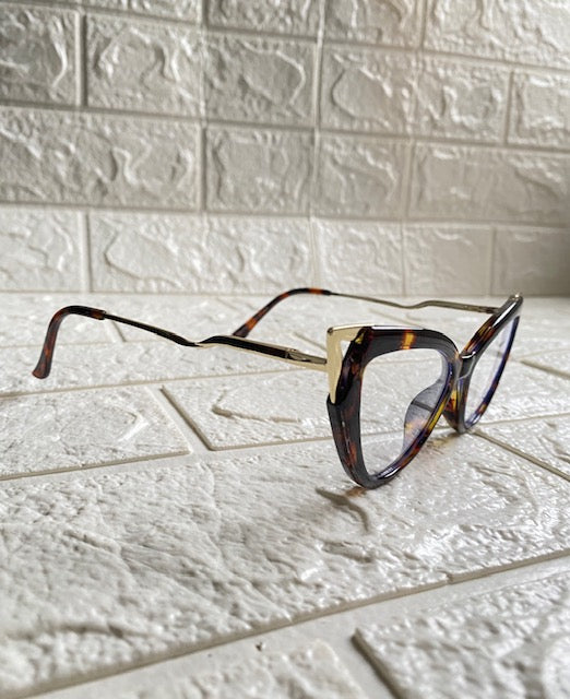 Lentes Cat Eye Leopardo Esquinas de Metal Gold