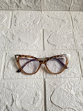 Lentes Cat Eye Leopardo con Beige Esquinas de Metal Gold