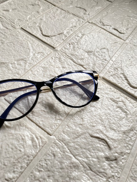 Lentes Cat Eye Negro Corte Diamante