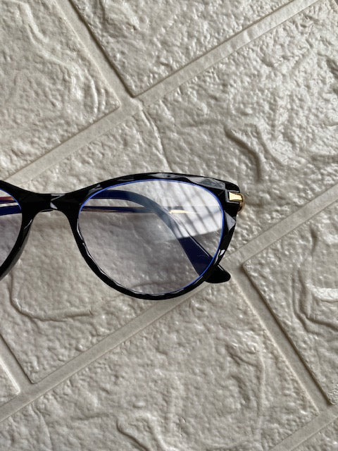 Lentes Cat Eye Negro Corte Diamante
