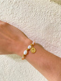 Pulsera Beige Cruz Dorada