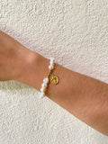 Pulsera Perlas y Cruz Dorada