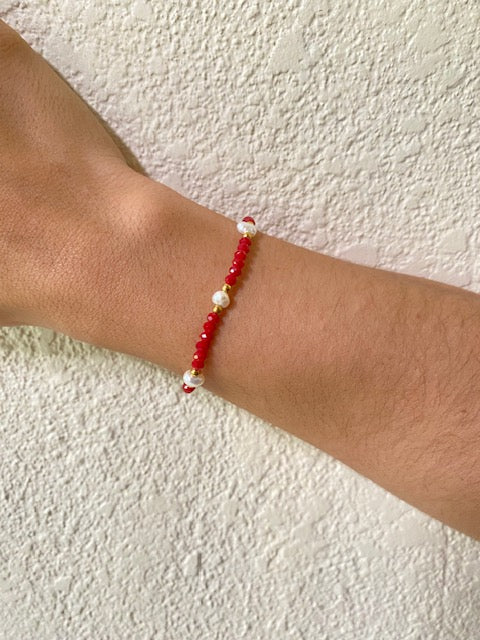 Pulserita Roja con Perlitas