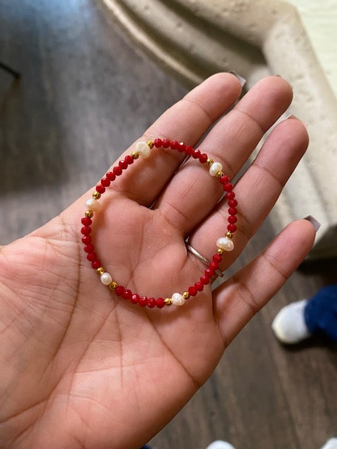 Pulserita Roja con Perlitas