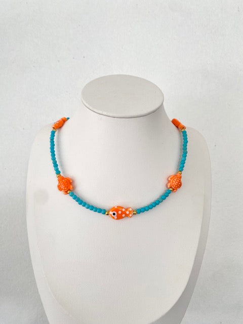 Chocker Turquesa con Naranja
