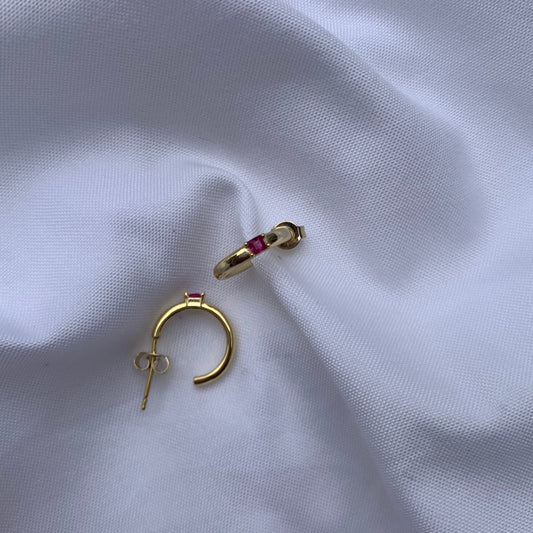 Mini hoops Gold con Punto Pink