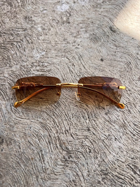 Lentes Tipo Cartier Rectangular Cafe