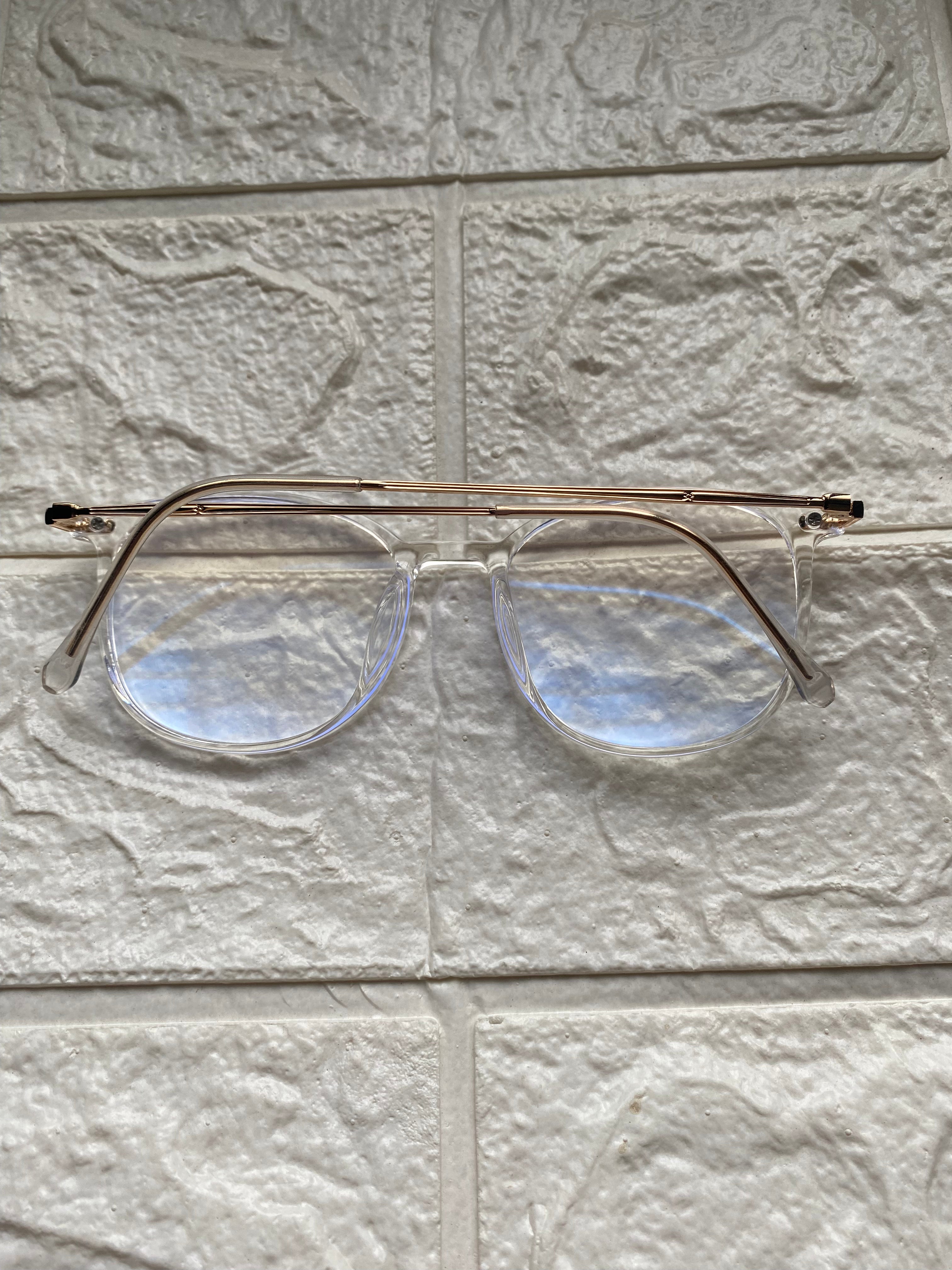 Lentes Semiredondos Clear & Gold Clasicos