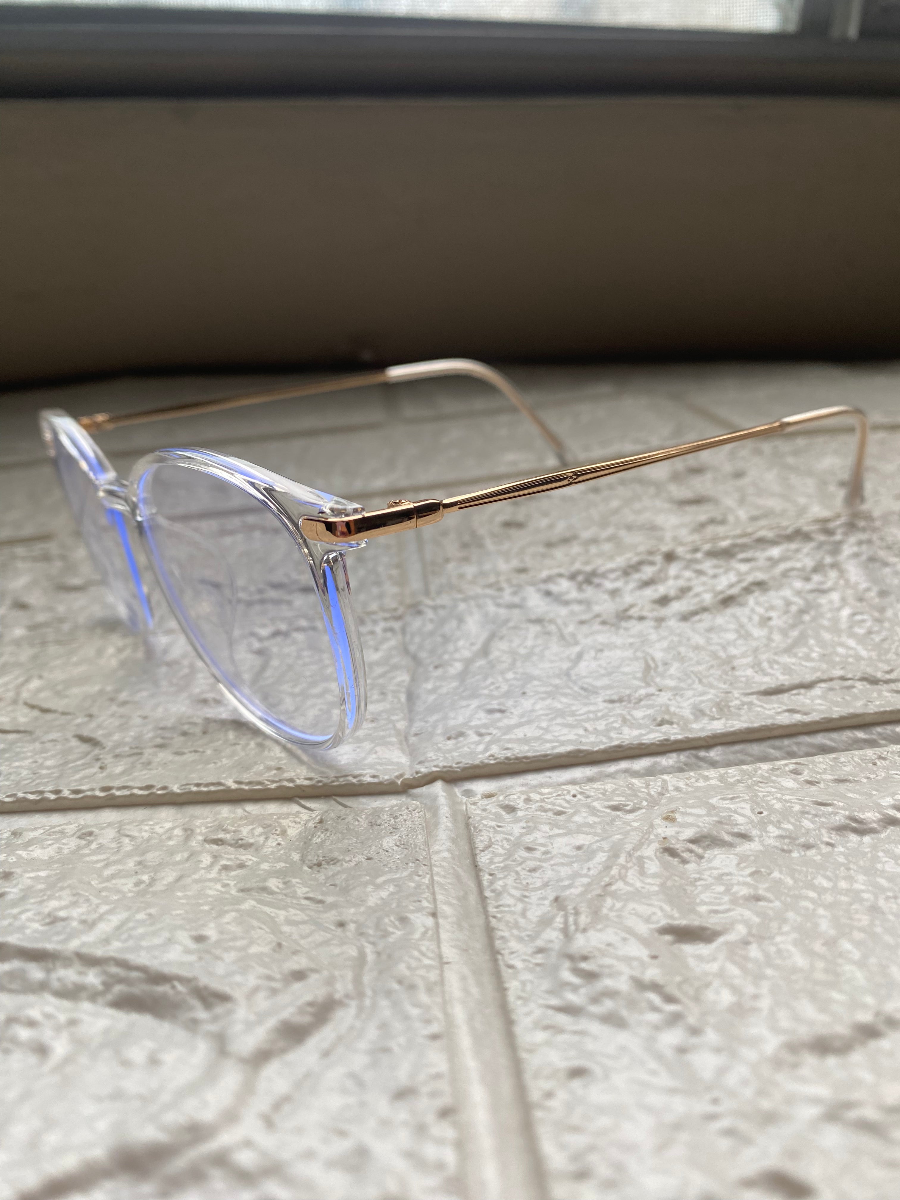 Lentes Semiredondos Clear & Gold Clasicos
