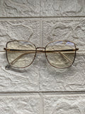 Lentes Cat Eye Full Gold detalle white