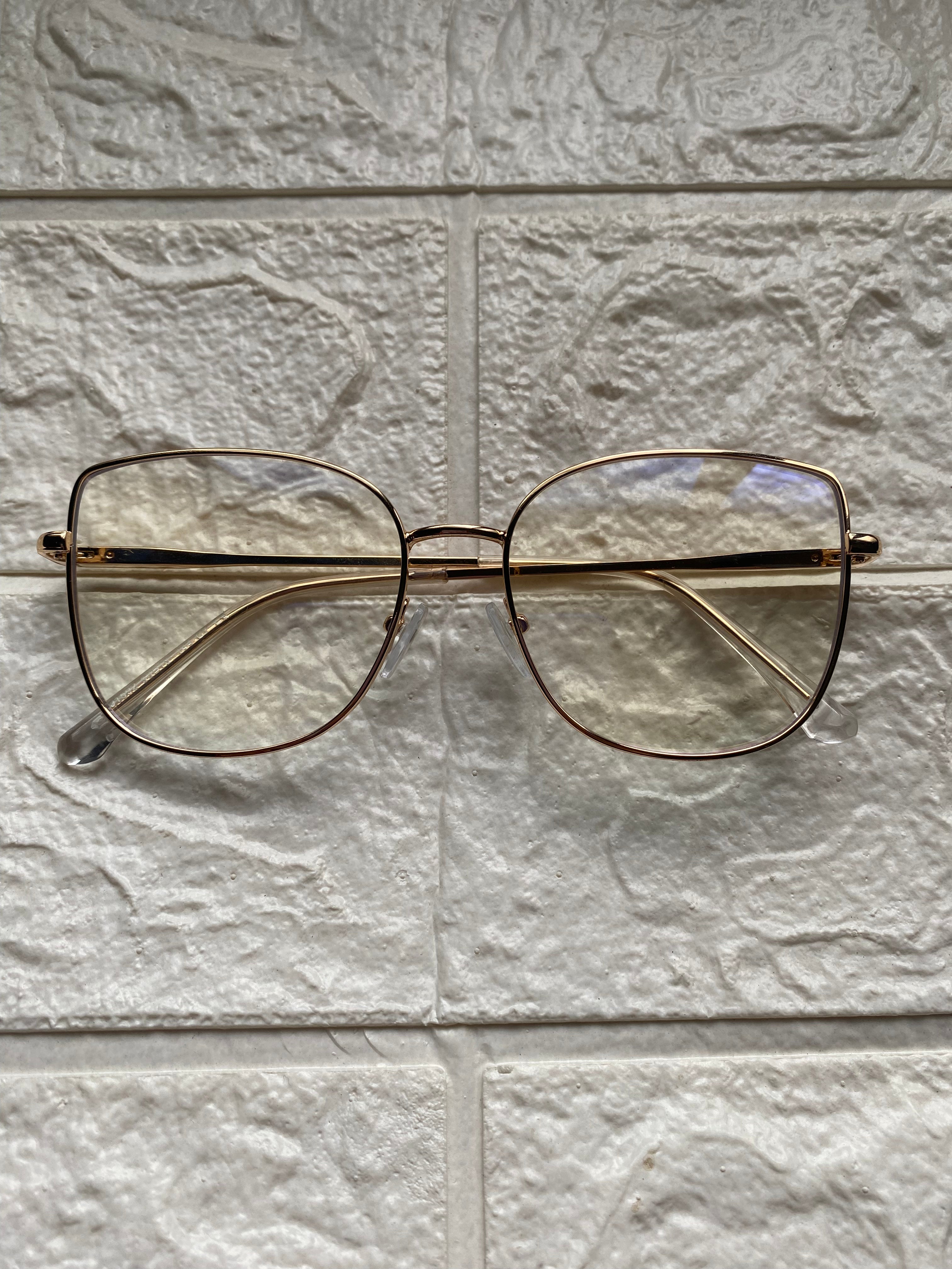 Lentes Cat Eye Full Gold detalle white