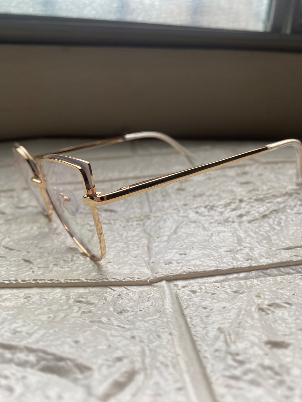 Lentes Cat Eye Gold Mini Triangles White