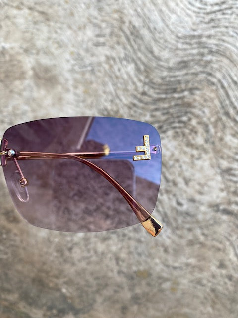 Lentes tipo Fendi Rectangulares Sin Aro Negro Degradado