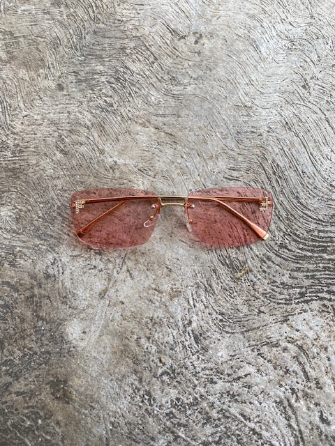 Lentes tipo Fendi Rectangulares Sin Aro Rosado