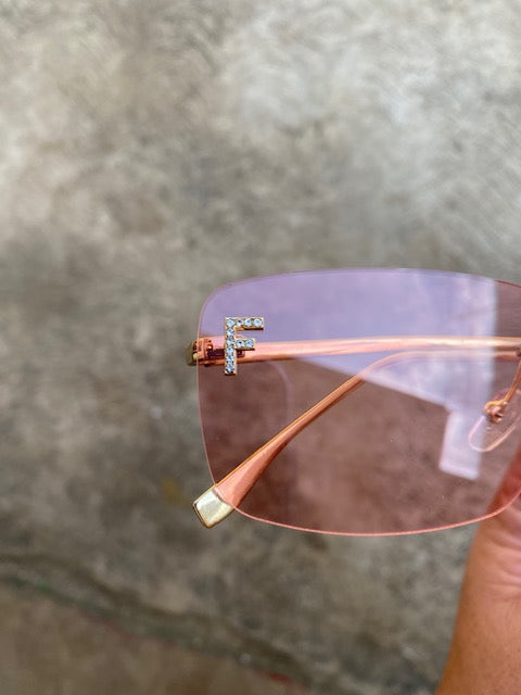 Lentes tipo Fendi Rectangulares Sin Aro Rosado