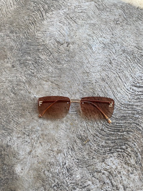 Lentes tipo Fendi Rectangulares Sin Aro Café