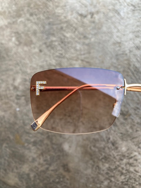 Lentes tipo Fendi Rectangulares Sin Aro Café