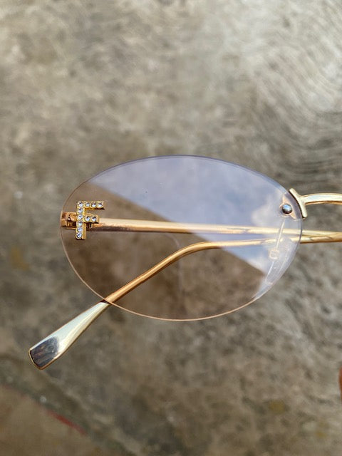 Lente tipo Fendi Ovalado Sin Aro Color Champagne