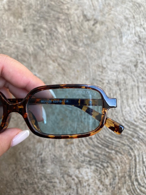 Lentes Miu Miu Rectangulares Leopardo Con Azul