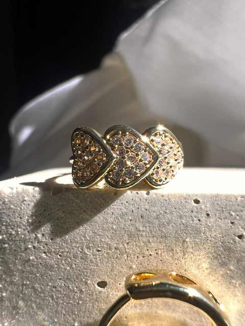 Mini Hoops Gold Corazones con Circonias 11mm
